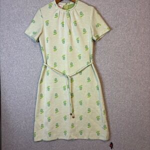 Vintage‎ Checkaberry Women's Retro Floral Mod Shift Dress Belted Short Sleeve